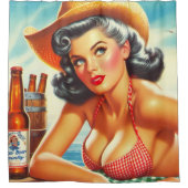 Retro Bier Land Meisje Douchegordijn (Voorkant)