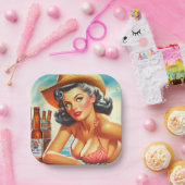 Retro Bier Land Meisje Papieren Bordje (Feest)