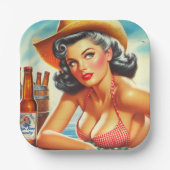 Retro Bier Land Meisje Papieren Bordje (Voorkant)