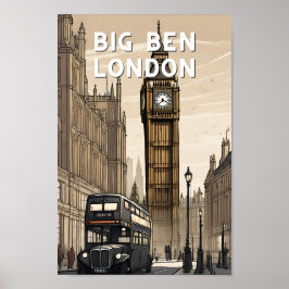 Retro Big ben london grote Britse vintage Poster