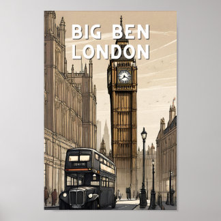 Retro Big ben london grote Britse vintage Poster