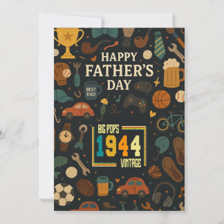 Retro Big Pops 1944 81e verjaardag Vaderdag Kaart