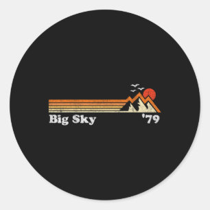 Retro Big Sky Ski Resort Colorado Snowboard Skiing Ronde Sticker