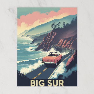 Retro Big Sur Coastal Drive Convertible Briefkaart