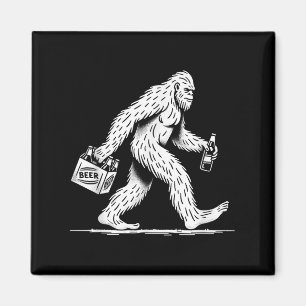 Retro Bigfoot bier drinkend – Grappige Sasquatch  Magneet