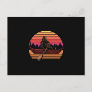 Retro  Bigfoot in Canoe Briefkaart