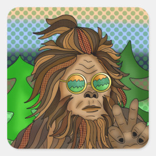 Retro Bigfoot    kleuren Sasquatch Pop Art Vierkante Sticker