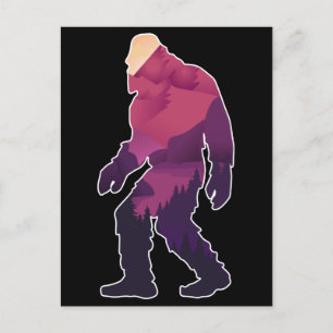 Retro Bigfoot Mountain Forest Landscape Wilderness Briefkaart