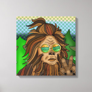 Retro Bigfoot   Pop Art Sasquatch Canvas Afdruk