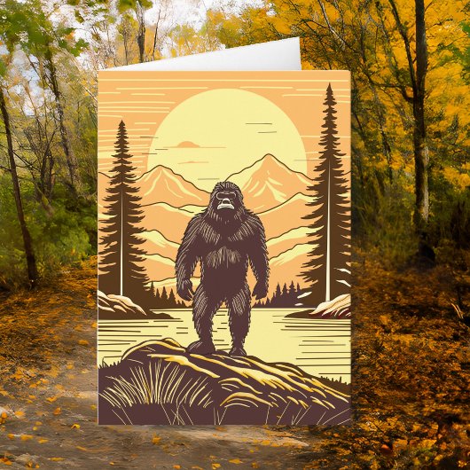 Retro Bigfoot Sasquatch Bergen Verjaardag Kaart