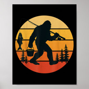 Retro Bigfoot Sasquatch Vist Grappige geschenken P Poster