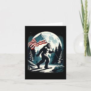 Retro Bigfoot Sasquatch Volle Maan Patriottisch Am Kaart