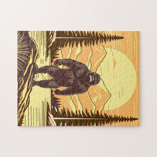 Retro Bigfoot  Sasquatchgebergte Legpuzzel (Horizontaal)