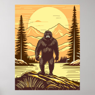 Retro Bigfoot  Sasquatchgebergte Poster