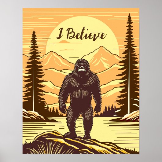 Retro Bigfoot  Sasquatchgebergte Poster (Voorkant)