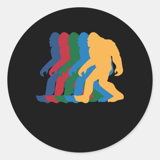 Retro Bigfoot Silhouette 70s  Ronde Sticker (Voorkant)