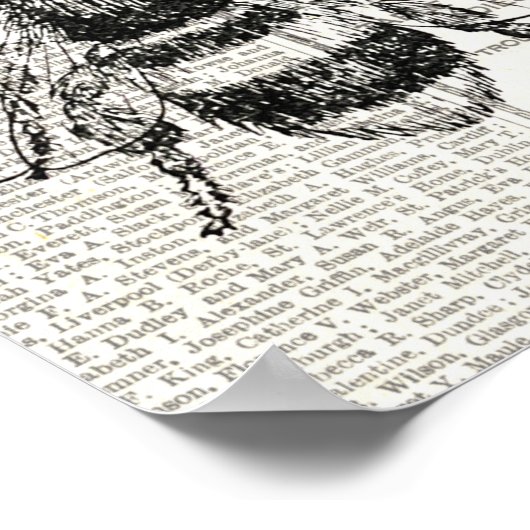 Retro Bijenkrantenzwart en wit Poster (Hoek)