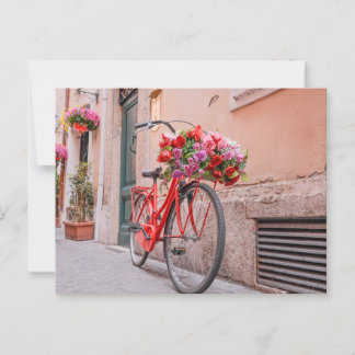 Retro Bike en Bloemen Briefkaart