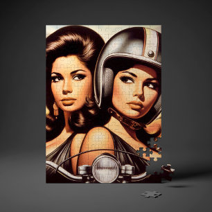 Retro Biker Meisjes Legpuzzel