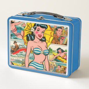 Retro Bikini Meisje Zomer Strips