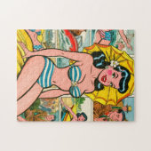 Retro Bikini Meisje Zomer Strips Legpuzzel (Horizontaal)
