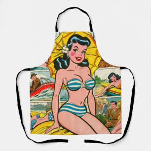Retro Bikinimeisje Zomer Strips Schort