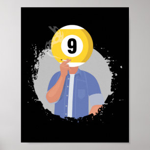 Retro Biljart Snooker Biljart 9 LL Speler Cue S Poster