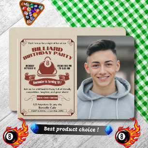 Retro Biljart verjaardagsuitnodiging Voeg je eigen Kaart