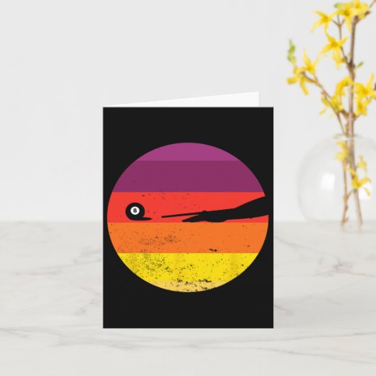 Retro Billiards Silhouette Pool Table Snooker Pyra Kaart (Gele Bloem)