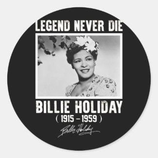 Retro Billie Holiday Handtekening Legends Ronde Sticker