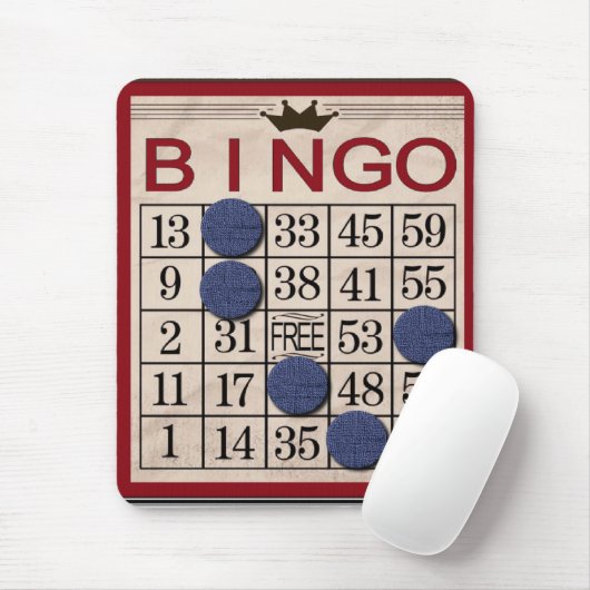 Retro Bingo Card Funny Muismat (Met muis)