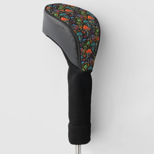 Retro Bioluminescentie Paddenstoelen Golfheadcover (Schuin)