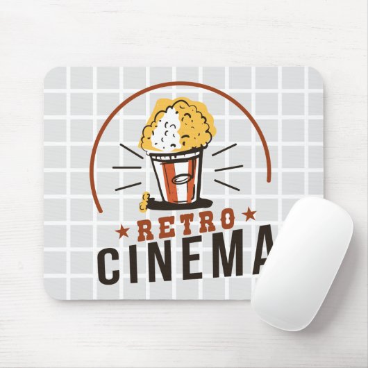 Retro Bioscoop Popcorn Grid Muismat (Met muis)