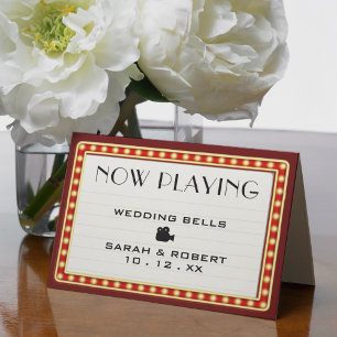 Retro Bioscoop Theater Marquee Teken Bruiloft Bedankkaart