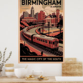 Retro Birmingham, Alabama Affiche de voyage (Cuisine)