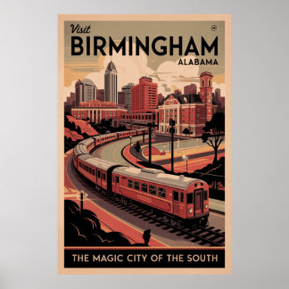 Retro Birmingham, Alabama Reisposter Poster