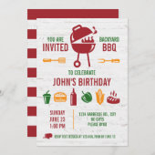 Retro Birthday BBQ Uitnodiging (Voorkant / Achterkant)