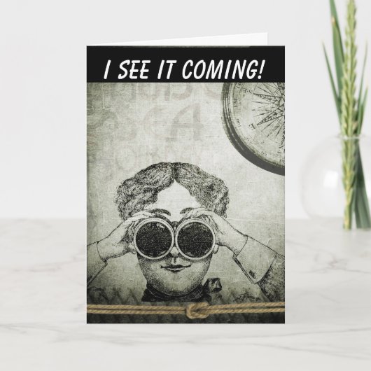 RETRO BIRTHDAY BINOCULARS CARD VAN HAAR KAART (Voorkant)