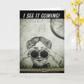RETRO BIRTHDAY BINOCULARS CARD VAN HAAR KAART (Gele Bloem)