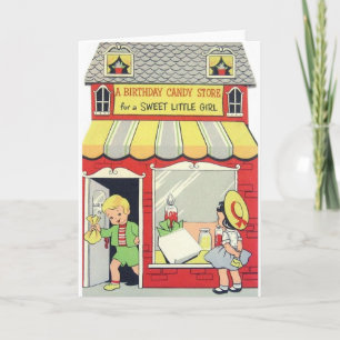 Retro Birthday Card voor Sweet Little Girl Kaart