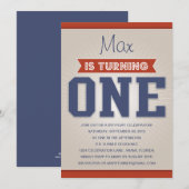 RETRO BIRTHDAY | EERSTE BIRTHDAY-INVITATIE KAART (Voorkant / Achterkant)