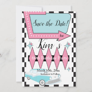 Retro Birthday, elke leeftijd van 1950, Save The Date