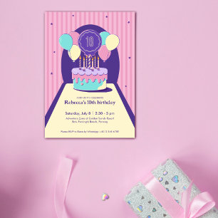 Retro Birthday Party Invitation Kaart