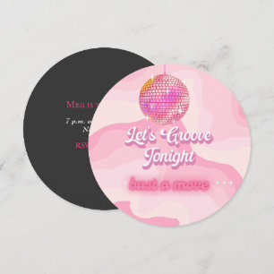 Retro Birthday Thema, Disco Ball Invitatio Kaart