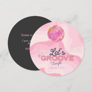 Retro Birthday Thema, Disco Ball Invitatio Kaart