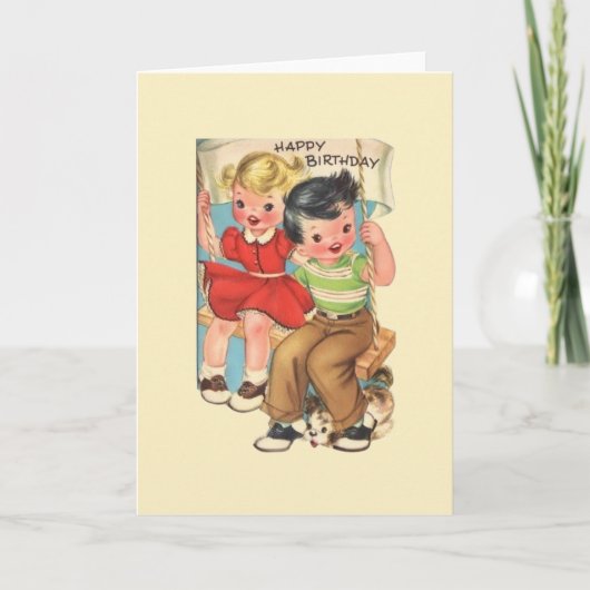 Retro Birthday Wenskaart Kaart (Voorkant)