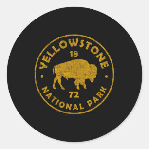 Retro Bizon Yellowstone National Park 1872 Wandele Ronde Sticker
