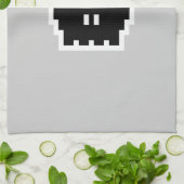 Retro Black 8-bits schedel Theedoek (Gevouwen)