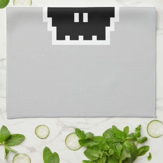 Retro Black 8-bits schedel Theedoek (Gevouwen)