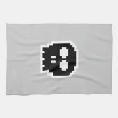 Retro Black 8-bits schedel Theedoek (Horizontaal)